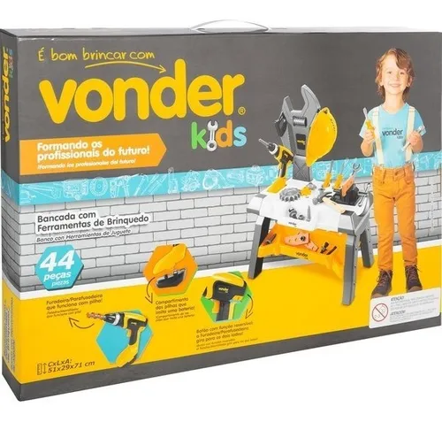 Bancada Ferramentas De Brinquedo 44 Peças Didático Vonder